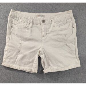 Guess Denim Shorts Womens Size 30 White Distressed Cuffs Stretch Comfort